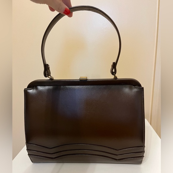 Vintage Chocolate Brown 50s/60s Leather Shoulder Bag Purse - Amazing Condition - Picture 7 of 8